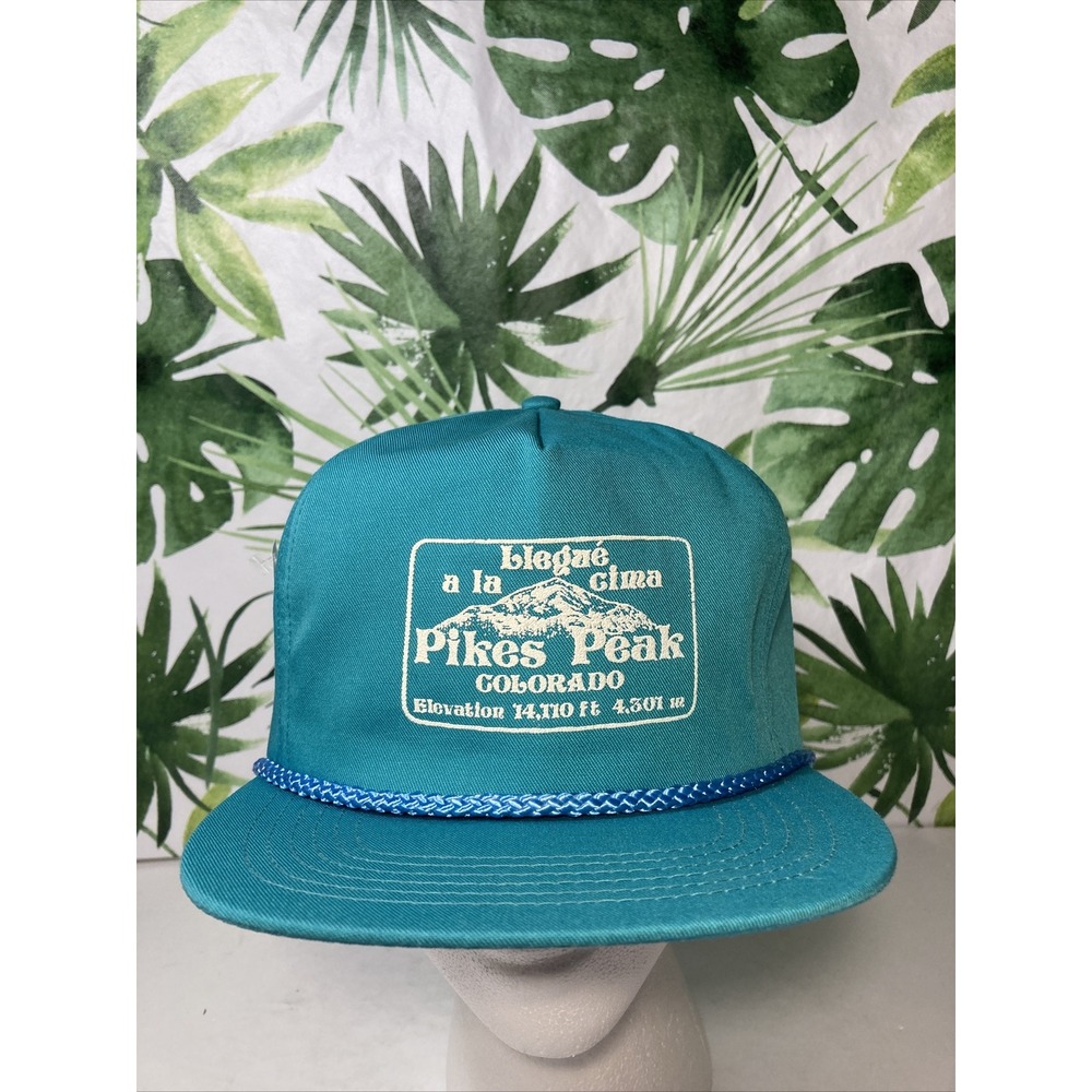 Vintage San Sun Trucker Hat Pikes Peak Colorado NWT Zipper Style Turquoise